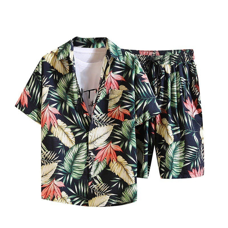 Men's Youth 3D Casual Beach Pants And T-shirt Suit