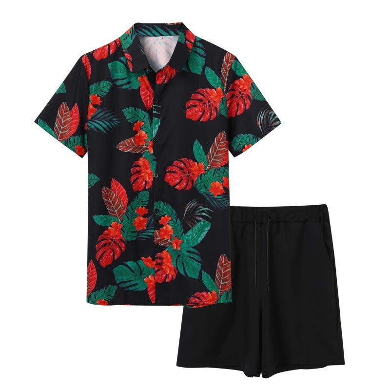 Men's Youth 3D Casual Beach Pants And T-shirt Suit