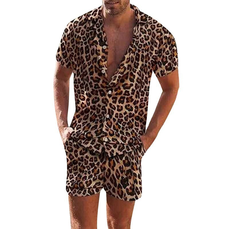 Men's Youth 3D Casual Beach Pants And T-shirt Suit