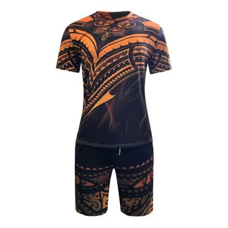 Men's Youth 3D Casual Beach Pants And T-shirt Suit