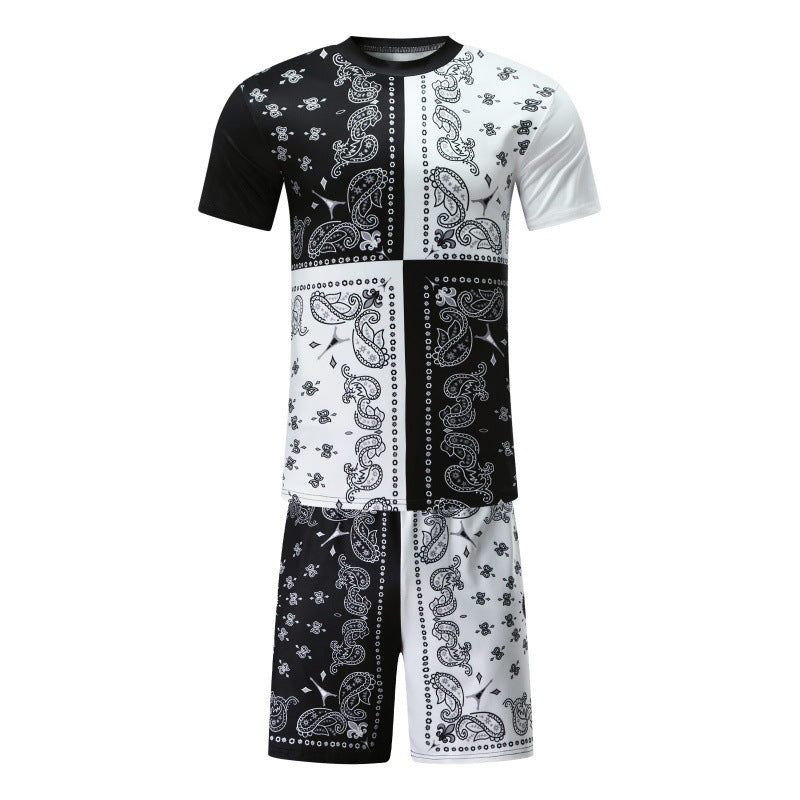 Men's Youth 3D Casual Beach Pants And T-shirt Suit